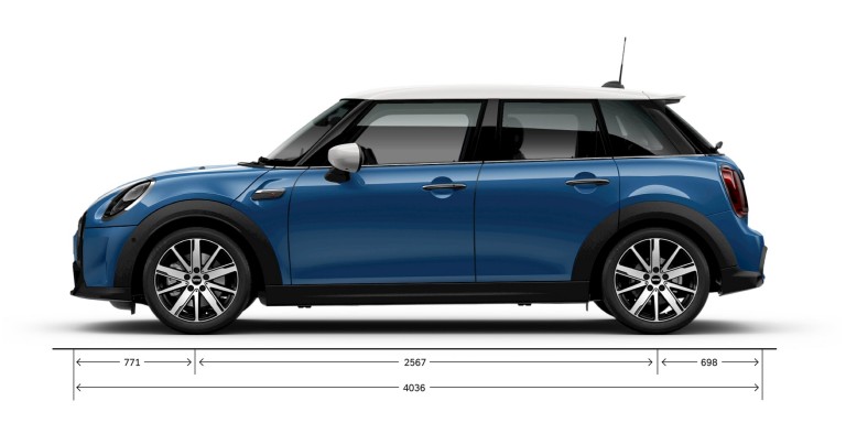 MINI 5 puertas Hatch – vista lateral – dimensiones