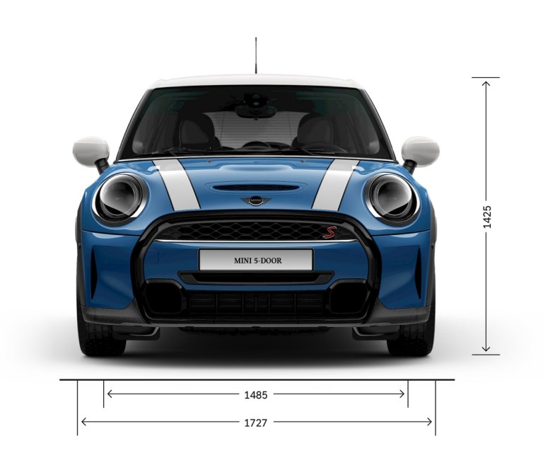 MINI 5 puertas Hatch – vista frontal – dimensiones